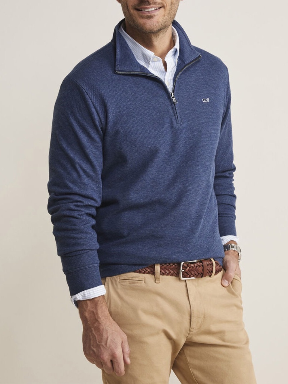 Vineyard Vines Men’s XS Saltwater Quarter-Zip Pullover Deep Bay Blue